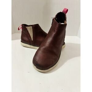 Lands’ End sneaker booties zipper girls big kid size 3 maroon pink GUC